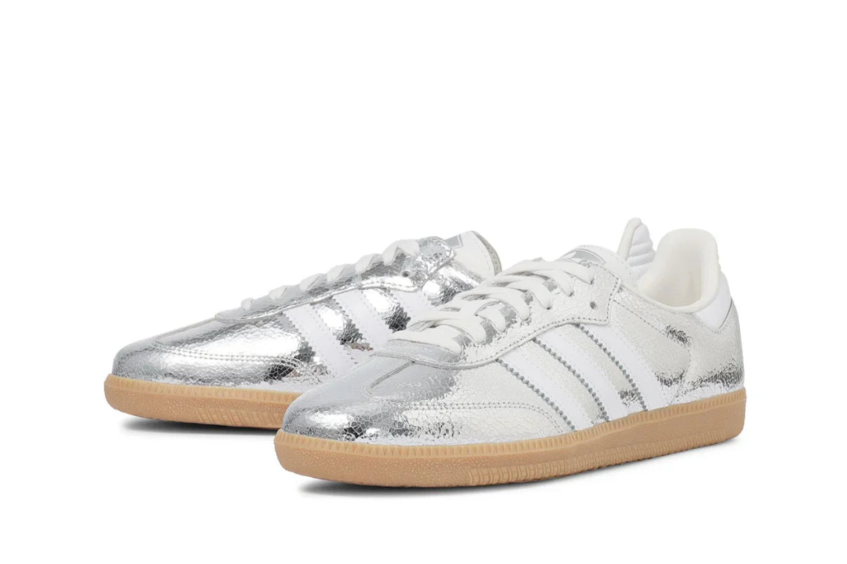 Adidas Samba OG Silver Metallic Cracked Leather